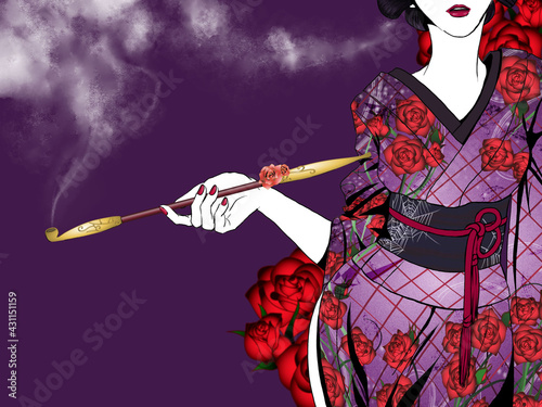 kimono&pipe_roses photo