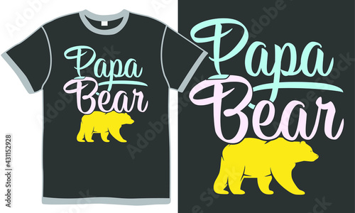 papa bear t shirt design concept, wild animals for kids