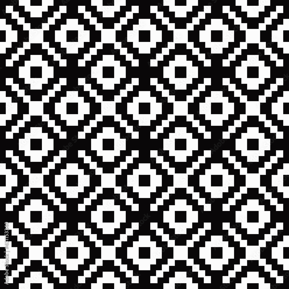 Monochrome and same rhombuses pixel ornament. Vector. Monochrome and same rhombuses pixel ornament. Vector.