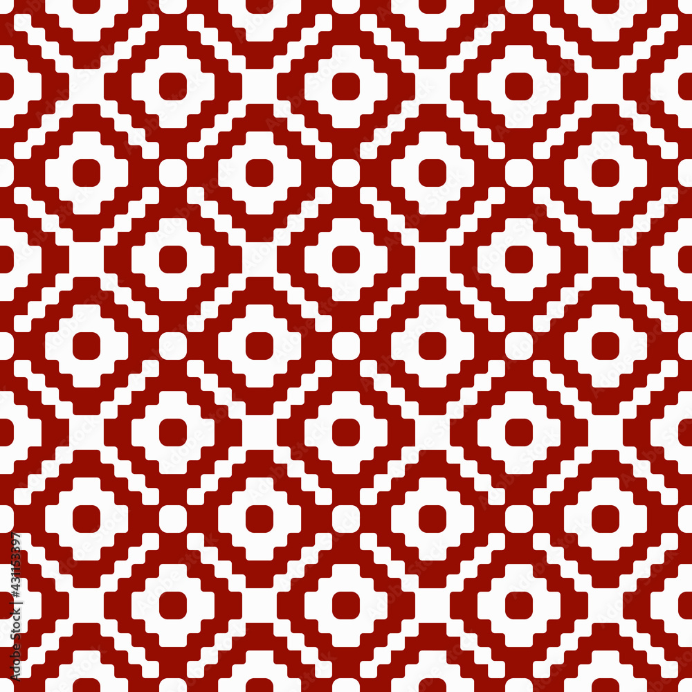 Red seamless rhombuses ornament. Vector white and red color ornament pattern. Red seamless rhombuses ornament. Vector white and red color ornament pattern.