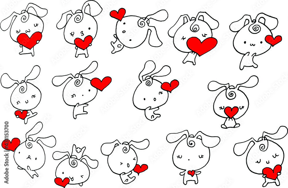 vector cartoon rabbit hold heart shape vector cartoon rabbit hold heart shape