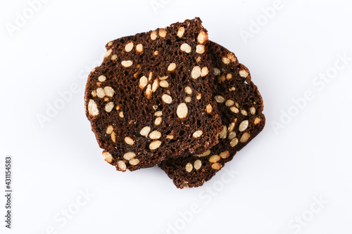 Slice of black bread with sesame