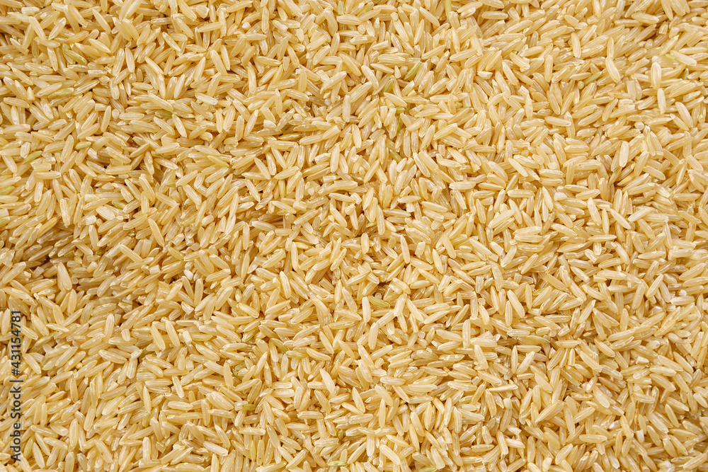 brown rice texture close-up. healthy food. top view.