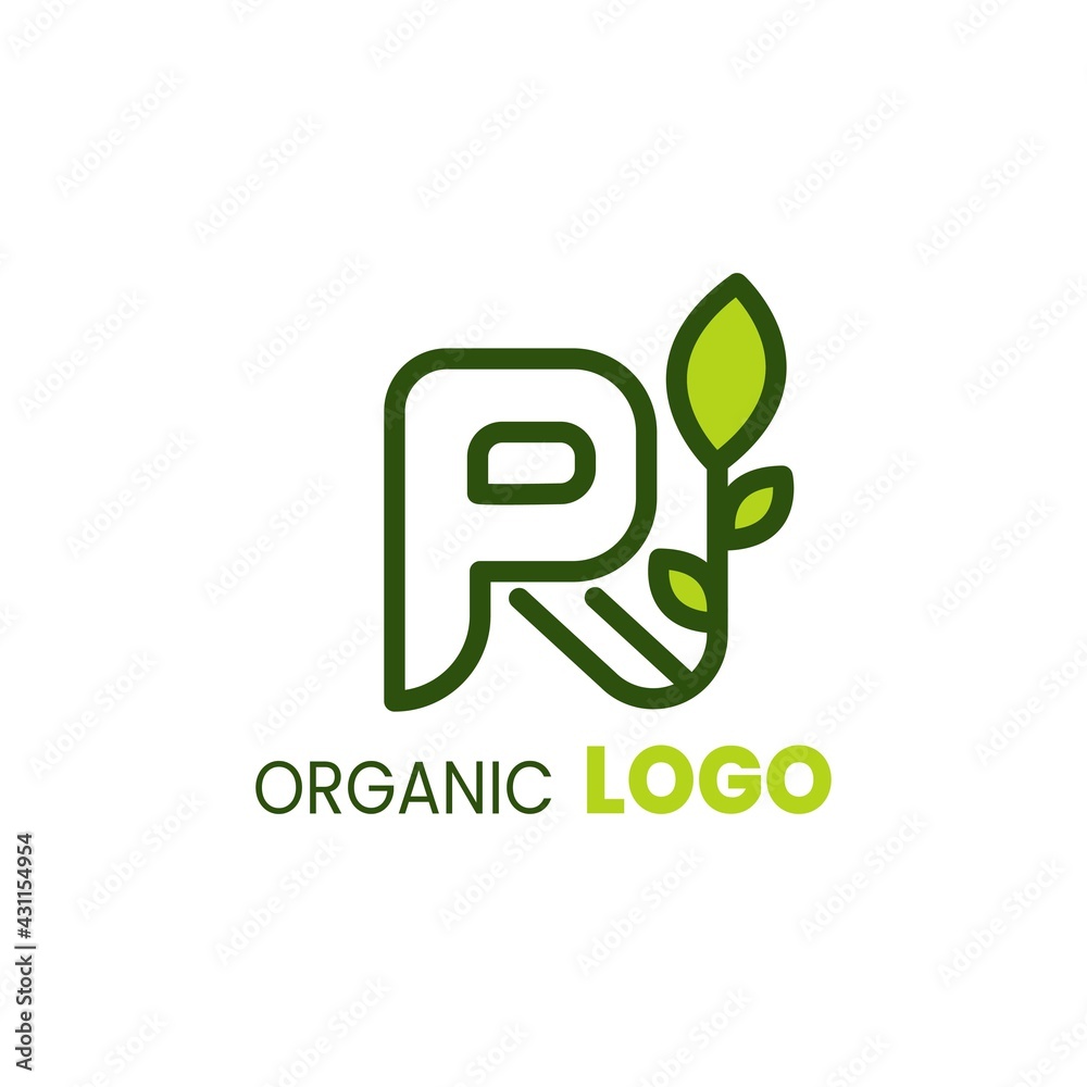 alphabet capital logo. Creative design concept green color with organic plant alphabet capital logo. Creative design concept green color with organic plant