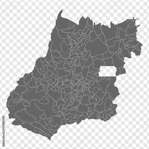 Blank map Goias of Brazil. High quality map Goias with municipalities on transparent background for your web site design, logo, app, UI.  Brazil.  EPS10. photo