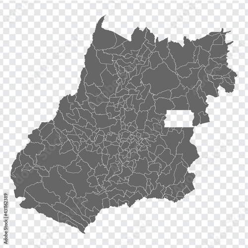 Blank map Goias of Brazil. High quality map Goias with municipalities on transparent background for your web site design, logo, app, UI.  Brazil.  EPS10.