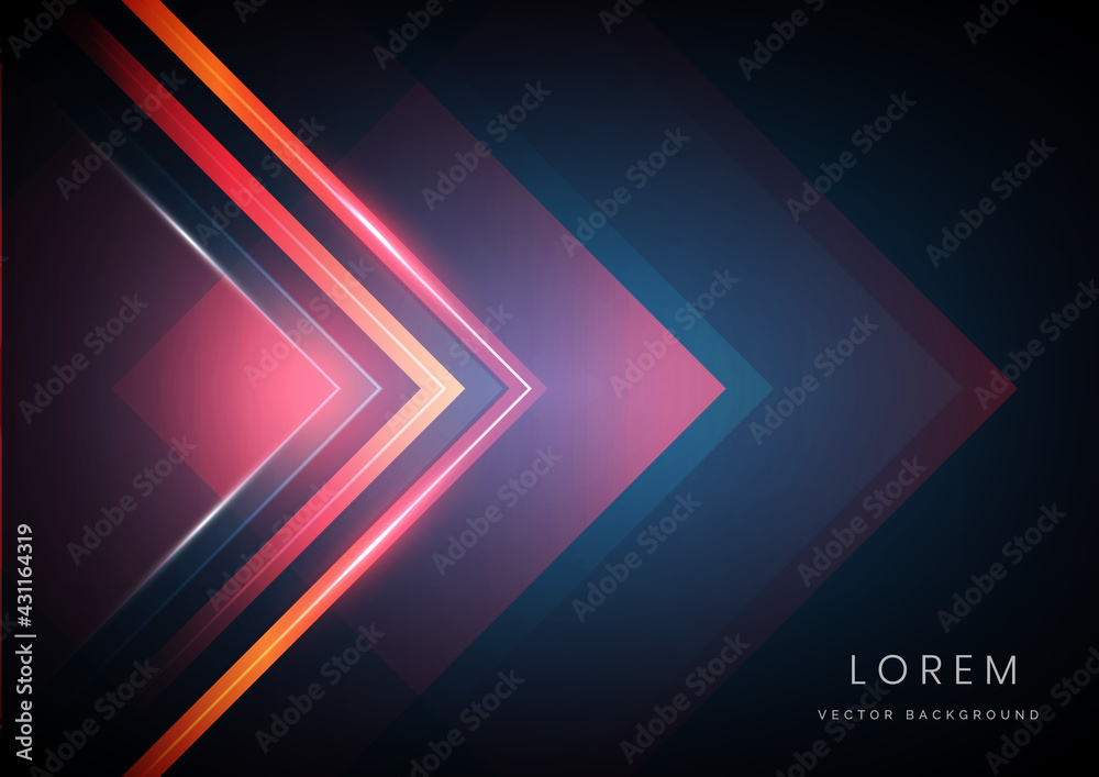 Template design abstract red and orange triangle overlap layer on black background with lighting. Template design abstract red and orange triangle overlap layer on black background with lighting.