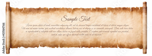 old parchment paper scroll sheet vintage aged or texture isolated on white background