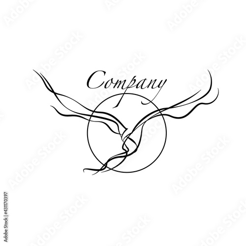 bird one line, with long wings in flight. a logo showing grace and tenacity