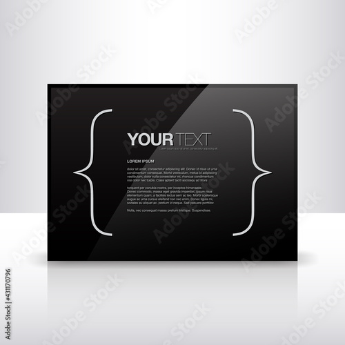 Black shiny text box design background with shadow 
Eps 10 stock vector illustration 