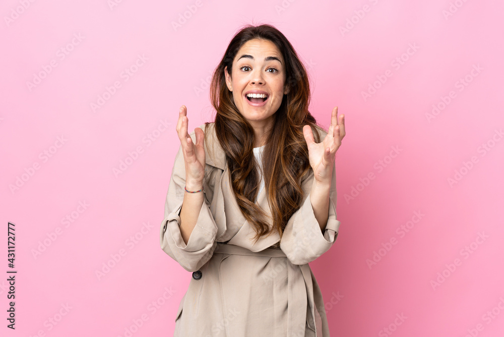 Woman over isolated background with surprise facial expression Woman over isolated background with surprise facial expression