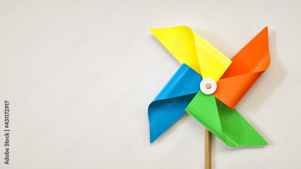 Pinwheel on white background with copy space. Pinwheel on white background with copy space.