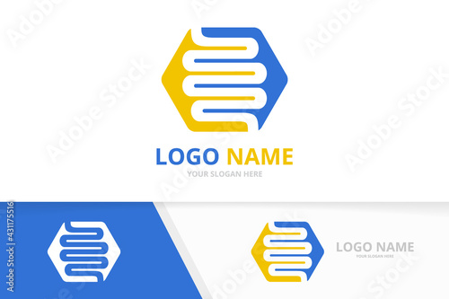 Healthy digestion logotype design template. Colon intestine logo combination.