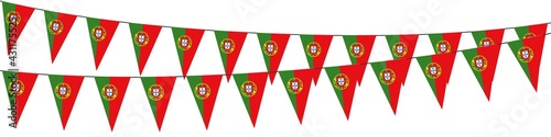 Garlands in the colors of Portugal on a white background