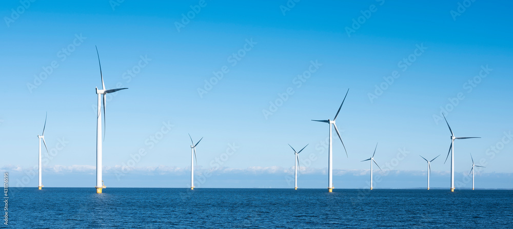 wind turbines in water of ijsselmeer near Urk in dutch part of noordoostpolder wind turbines in water of ijsselmeer near Urk in dutch part of noordoostpolder