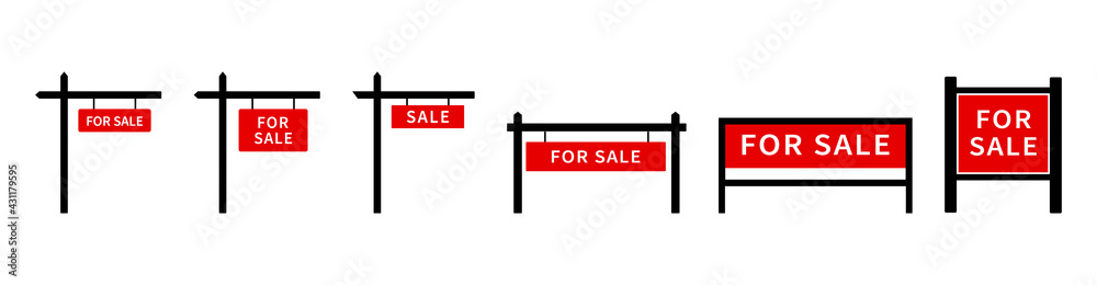 Sale real estate signs.Bilboard icons.Property for sale. Vector set. Sale real estate signs.Bilboard icons.Property for sale. Vector set.