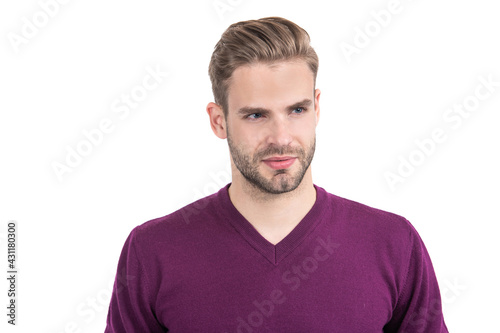 Your appearance is on-trend. Handsome man isolated on white. Mens grooming. Caring for appearance