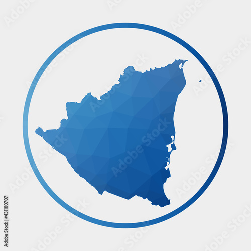 Nicaragua icon. Polygonal map of the country in a gradient ring. Round low poly Nicaragua sign. Vector illustration.