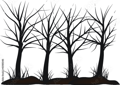 silhouettes of trees coloring page