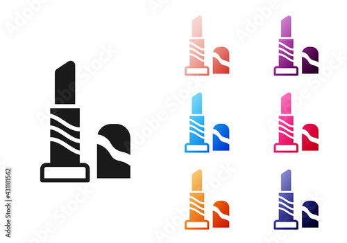 Black Lipstick icon isolated on white background. 8 March. International Happy Women Day. Set icons colorful. Vector