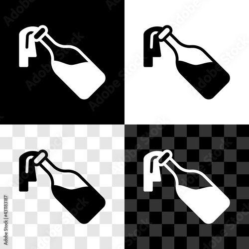 Set Cocktail molotov icon isolated on black and white, transparent background. Vector