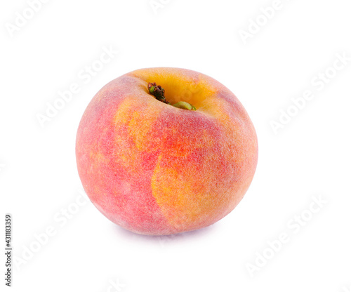 Peach fruit on white background.