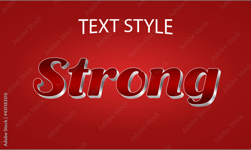 Plakat Strong Text Effect Vectors, Set Elegant Red Strong Abstract Strong text effect, Strong text style font effect