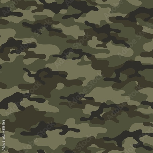 military green camouflage. vector seamless print. army camouflage for clothing or printing