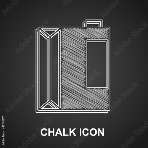 Chalk Paper package for kefir icon isolated on black background. Dieting food for healthy lifestyle and probiotics fulfillment. Vector