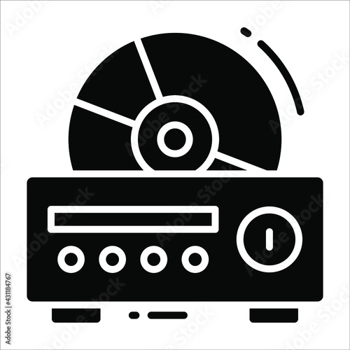DVD Plyer solid black vector Icon. that can be easily modified or edit