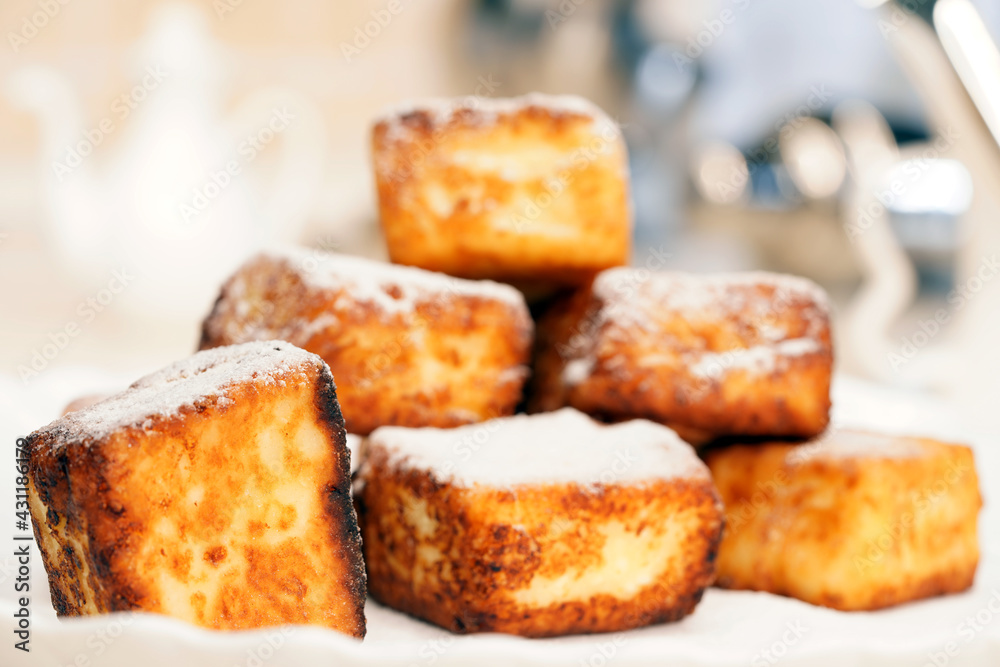 Bakery products. Cheesecakes in the shape of a square. Cottage cheese products. Hot dish. Bakery products. Cheesecakes in the shape of a square. Cottage cheese products. Hot dish.