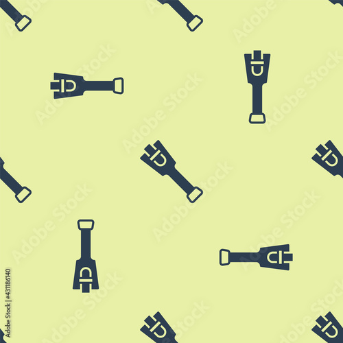 Blue Prosthesis leg icon isolated seamless pattern on yellow background. Futuristic concept of bionic leg, robotic mechanical leg. Vector
