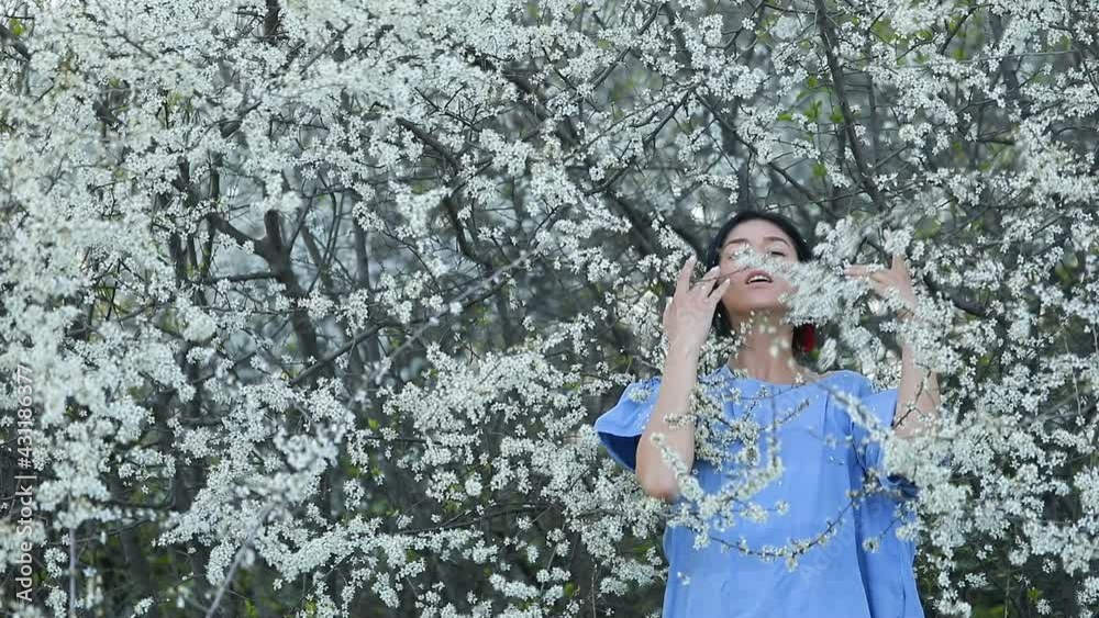 woman in the park. Video. Happy day. Spring day. Female. woman in the park. Video. Happy day. Spring day. Female.