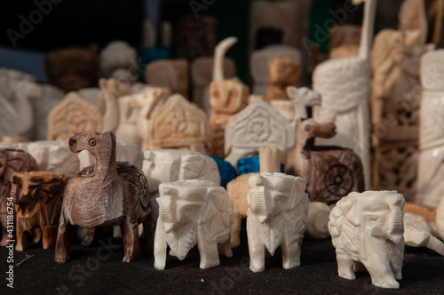 Handmade animals of wood and clay, Traditional Handcraft of Pakistan, Lok Virsa, Islamabad photo