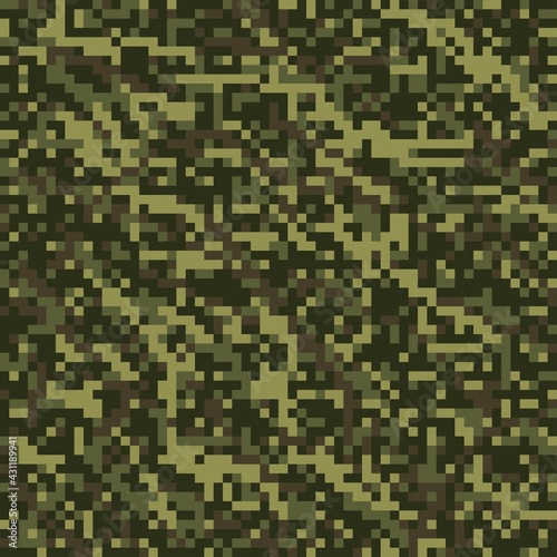 green pixel military camouflage, seamless garment print or print