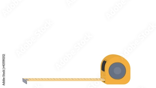Measuring tape. Animation of the working tool, the alpha channel is enabled. Cartoon