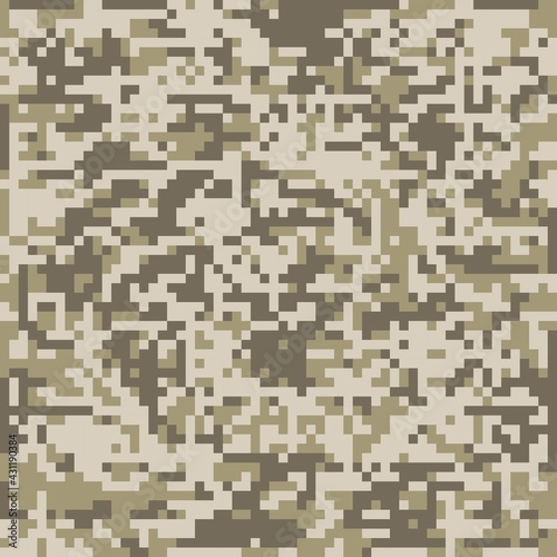 pixel brown military camouflage, seamless garment print or print