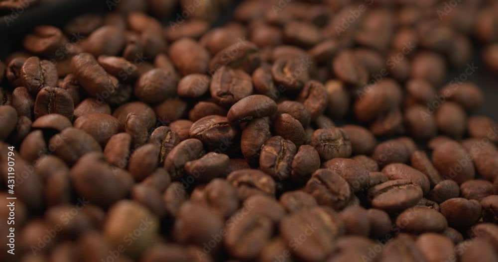 Close up of organic roasted coffee beans Close up of organic roasted coffee beans