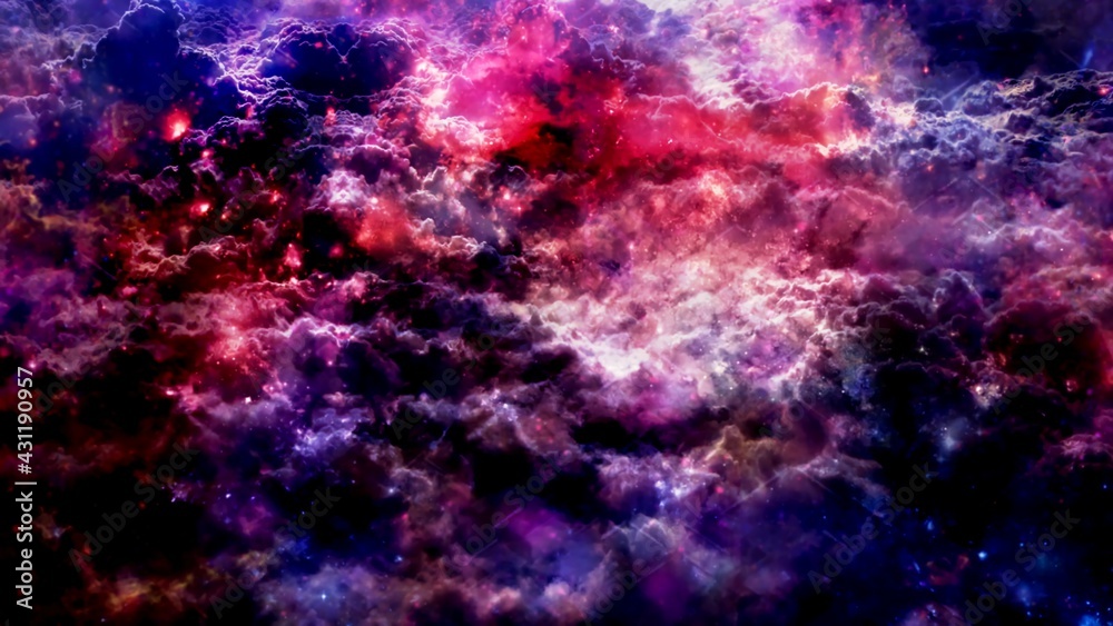 Soft Purple Clouds and Slow Rising Magic Particle Spheres - Abstract Background Texture