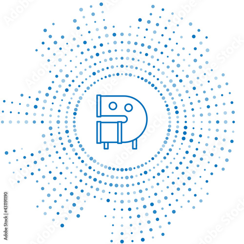 Blue line Kid playground slide pipe icon isolated on white background. Abstract circle random dots. Vector