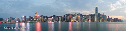 magnificent night view of skyline panorama from across Victoria Harbor, Hong Kong island, China © James Jiao