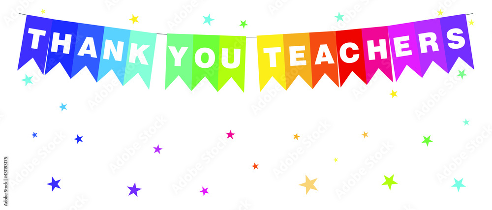 A vector illustration of Thank you Teachers banner in flat design style