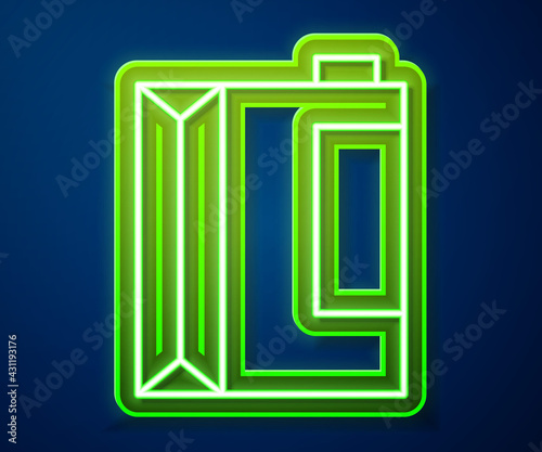 Glowing neon line Paper package for kefir icon isolated on blue background. Dieting food for healthy lifestyle and probiotics fulfillment. Vector