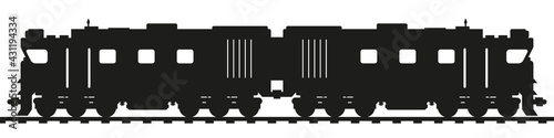 Double headed diesel locomotive. Flat vector illustration isolated on white