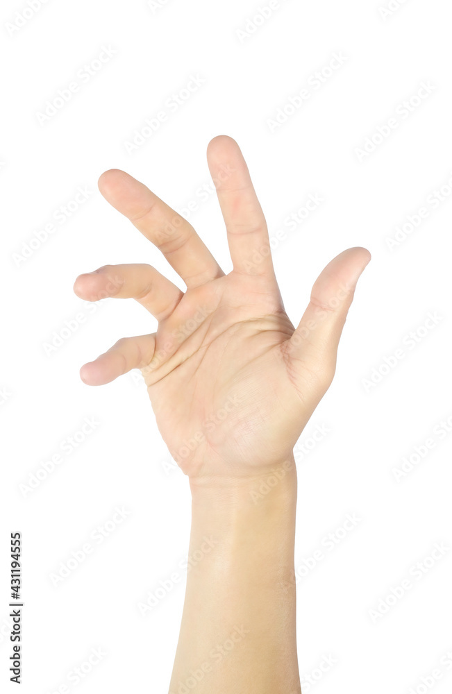 Right palm, male hand gestures and symbols Isolated on white background with clipping path Right palm, male hand gestures and symbols Isolated on white background with clipping path