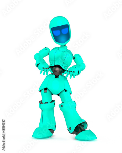robot girl is waiting in white background