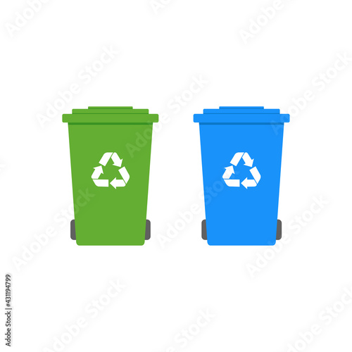 Garbage containers for recycling and waste sorting - vector flat design 