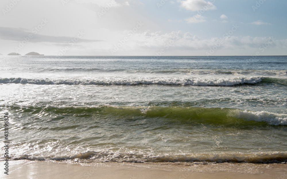 Ocean surf on the beach of Copacabana. Rio de Janeiro, Ocean surf on the beach of Copacabana. Rio de Janeiro,