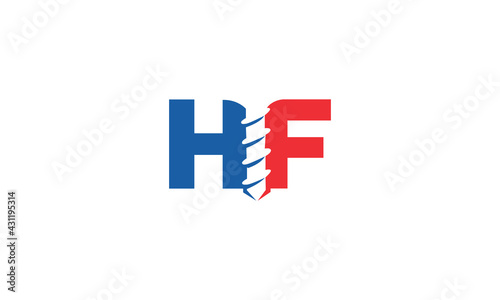 Monogram Initial Letter H F With Drill logo vector icon illustration