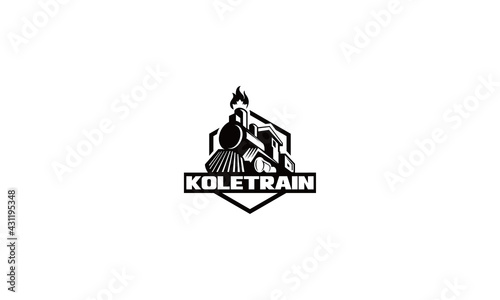Silhouette Train logo vector icon illustration